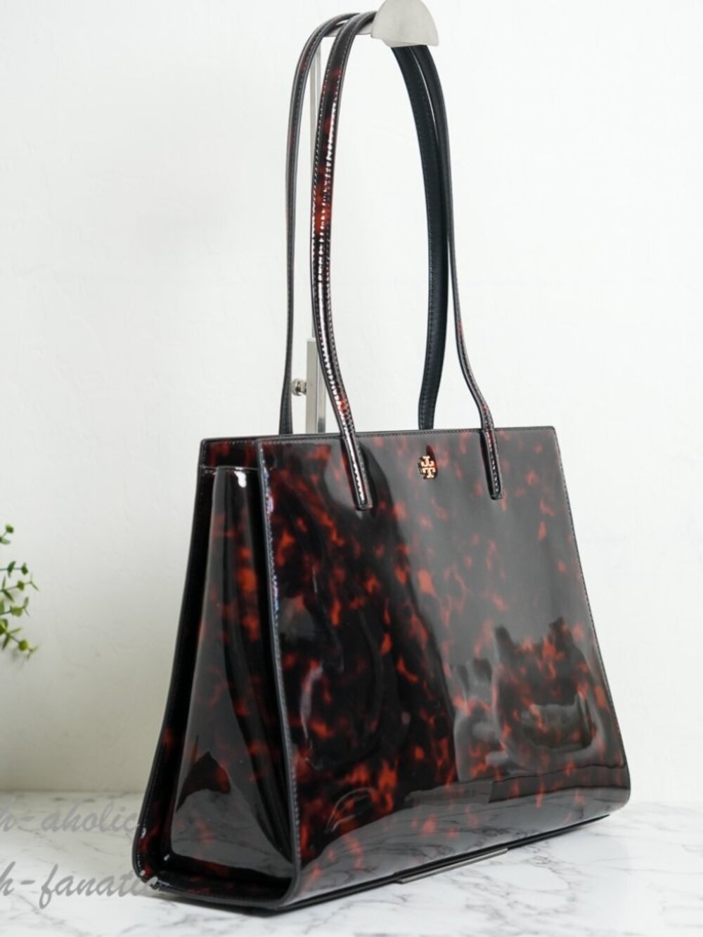 Tory Burch Emerson Tortoise Patent Leather Work Tote 165968 NWT - Picture 2 of 10